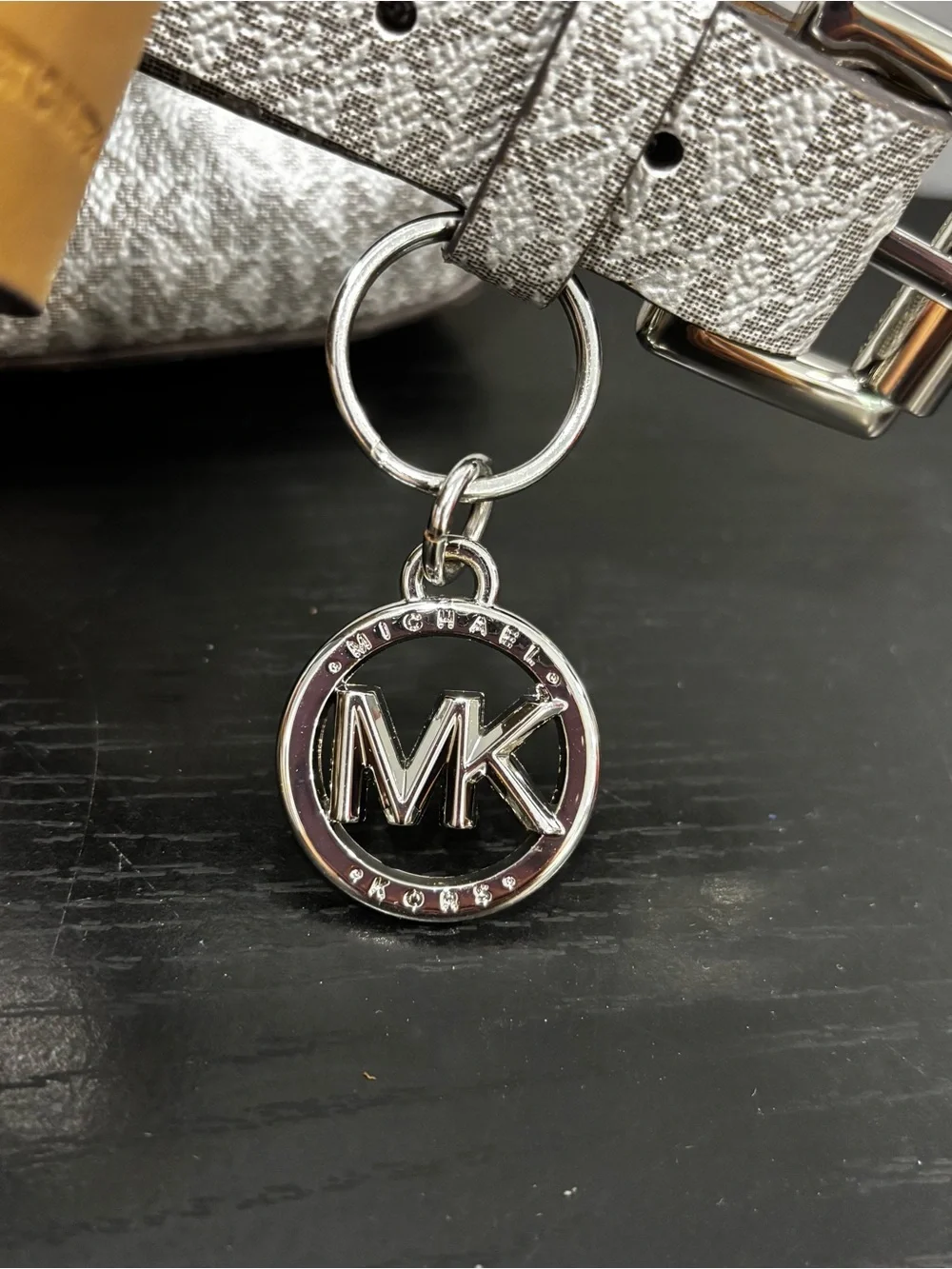 Michael Kors Silver MK Logo belt bag sz L/XL new w box and tags wallet